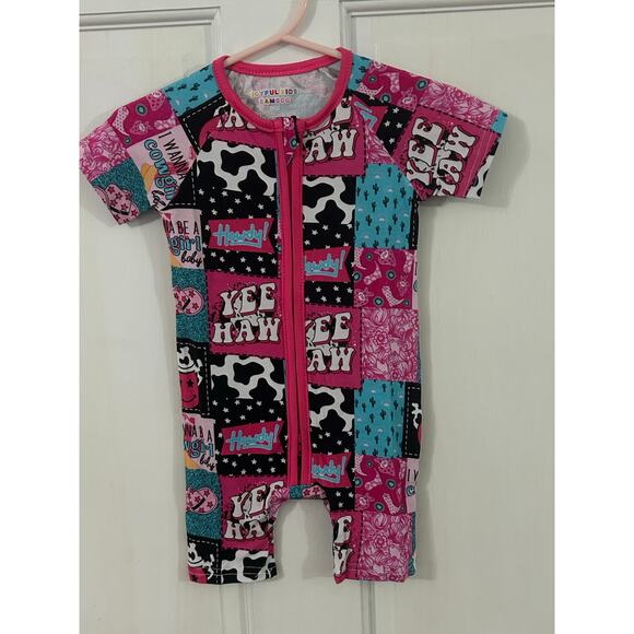 Bamboo Cowgirl 3-6 Month Zip-up Shortie - Picture 1 of 4